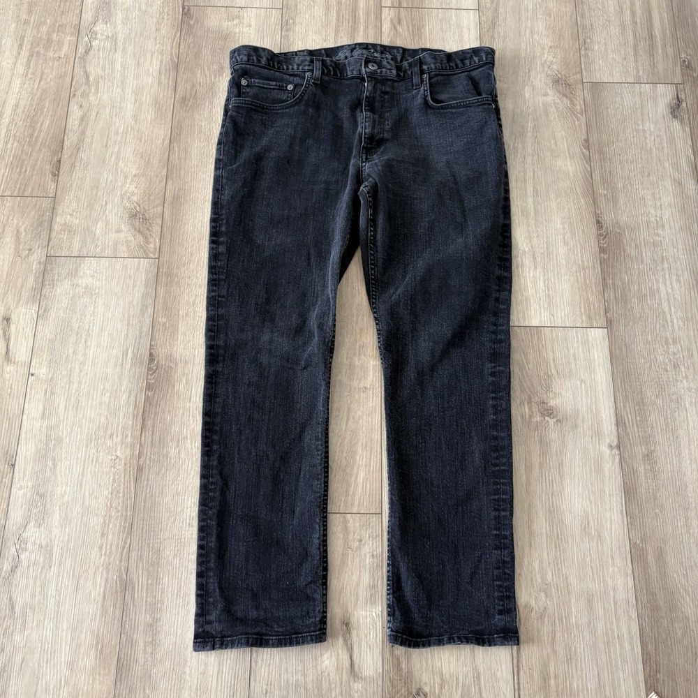 Eddie Bauer Straight‎ Slim Specially Dyed Jeans Men's 38x30 Black Denim Stretch
